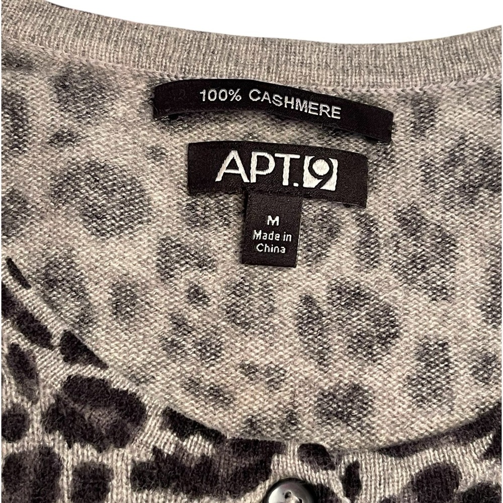 Apt. 9 100% Cashmere Leopard Print Button-Front Cardigan Sweater Size Medium